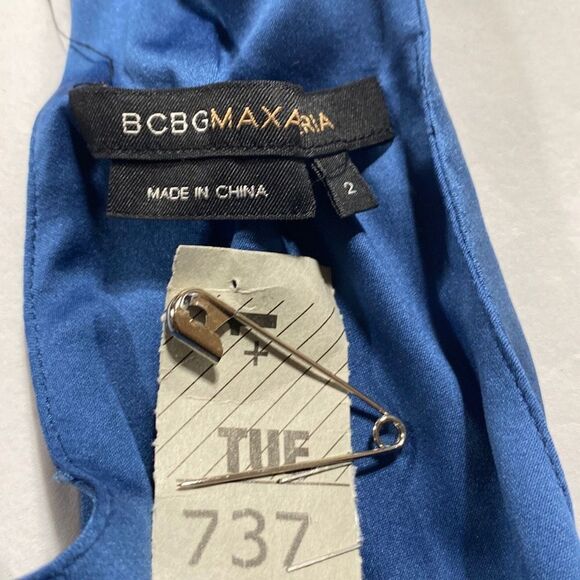 BCBGMaxazria Womens Jeweled Cut Out Ruffle Sleeveless Cocktail Dress Blue 2 - Picture 13 of 16